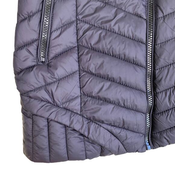 QLZ Girls Sz 12 Reversible Puffer Jacket Quilted Hooded Black / Tropical - Picture 5 of 16